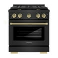 thumbnail image 1 of ZLINE Autograph Edition 30 in. 4.2 cu. ft. Paramount Gas Range with 4 Burner Cooktop and Convection Gas Oven in Black Stainless Steel and Champagne Bronze Accents (SGRBZ-30-CB), 1 of 3