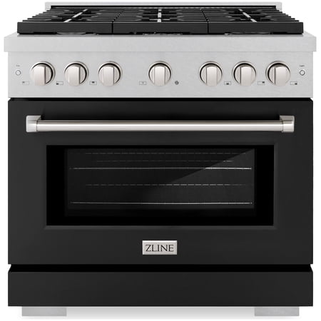 ZLINE - 36 in. Wide 6 Burner Paramount Gas Range and Convection Oven (SGRS-BLM-36) - Satin Steel/White Matte