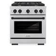 thumbnail image 1 of ZLINE Autograph Edition 30 in. 4.2 cu. ft. Paramount Gas Range with 4 Burner Cooktop and Convection Gas Oven in DuraSnow Stainless Steel and Matte Black Accents (SGRSZ-30-MB), 1 of 2