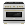thumbnail image 1 of ZLINE Autograph Edition 36 in. 5.2 cu. ft. Paramount Gas Range with 6 Burner Cooktop and Convection Gas Oven in DuraSnow Stainless Steel and Champagne Bronze Accents (SGRSZ-36-CB), 1 of 2