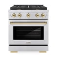 thumbnail image 1 of ZLINE Autograph Edition 30 in. 4.2 cu. ft. 4 Burner Gas Range with Convection Gas Oven in Stainless Steel and Polished Gold Accents (SGRZ-30-G), 1 of 7