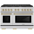 thumbnail image 1 of ZLINE Autograph Edition 48 in. 6.7 cu. ft. Paramount Double Oven Gas Range with 8 Burner Cooktop in Stainless Steel and Champagne Bronze Accents (SGRZ-48-CB), 1 of 7