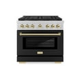 thumbnail image 1 of ZLINE Autograph Edition 36 in. 5.2 cu. ft. Paramount Gas Range with 6 Burner Cooktop and Convection Gas Oven in Stainless Steel with Black Matte Door and Polished Gold Accents (SGRZ-BLM-36-G), 1 of 2