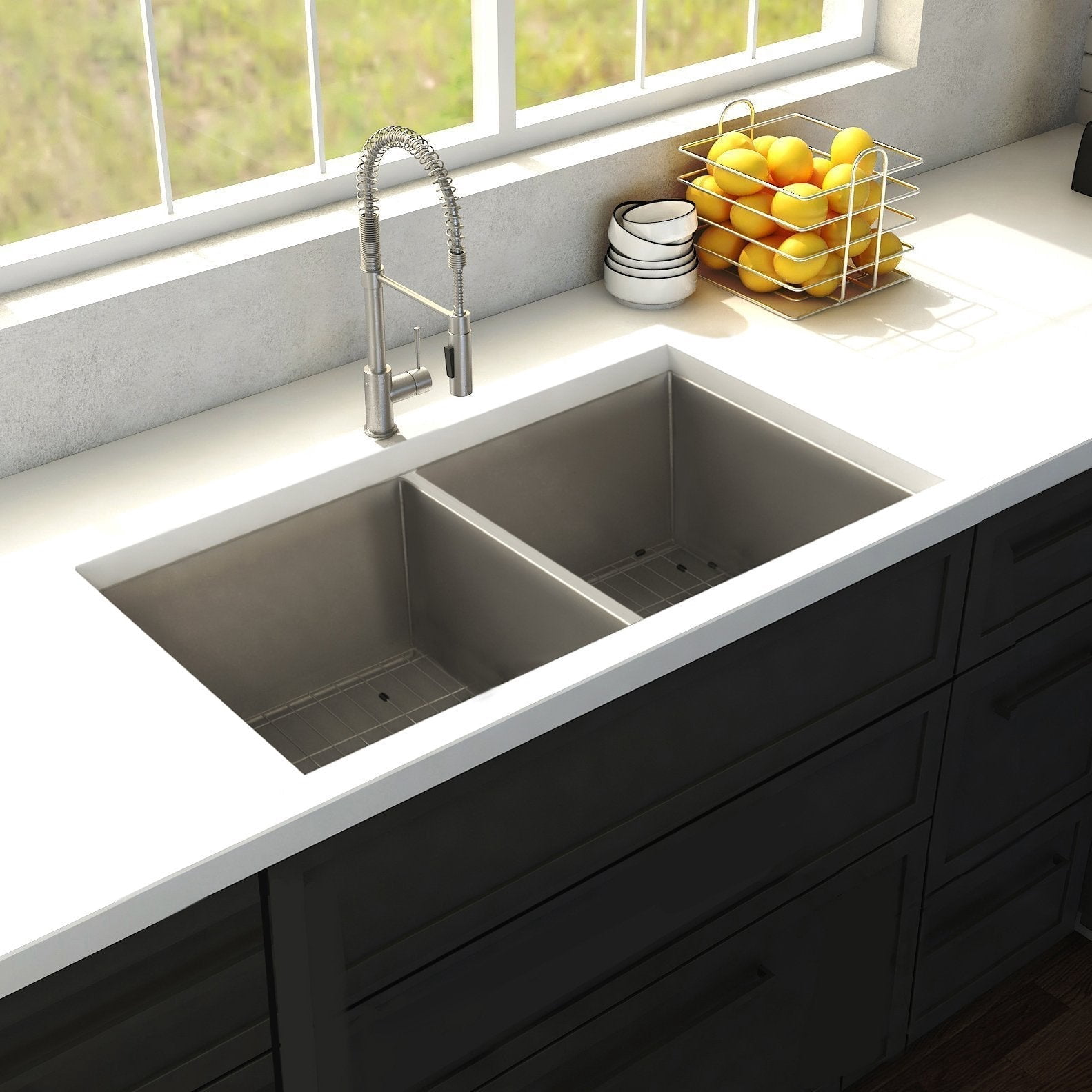 ZLINE 36 in. Anton Undermount Double Bowl Kitchen Sink with Bottom