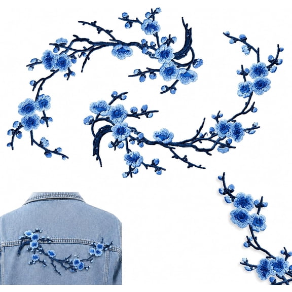 Zlinib 2/4PCS Cherry Blossom Patches, Iron On Sakura Embroidered Flower Patches for Clothes, Jeans, Backpacks, Hats, Bags & DIY Craft Decoration