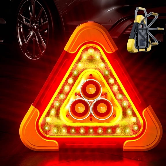 Zlinib 2026 New 3-in-1 Solar Emergency Triangle Warning Light at the Roadside, Portable LED Roadside Triangles with USB Rechargeable, Waterproof Hazard Reflector for Car Breakdowns
