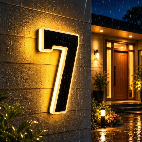 Zlinib 2027 Upgraded Solar House Numbers for Outside, LED Light Up Address Sign, IP65 Waterproof Solar House Number Plaque, Dusk to Dawn, No Drill Mount for Front Door Yard Curb Appeal