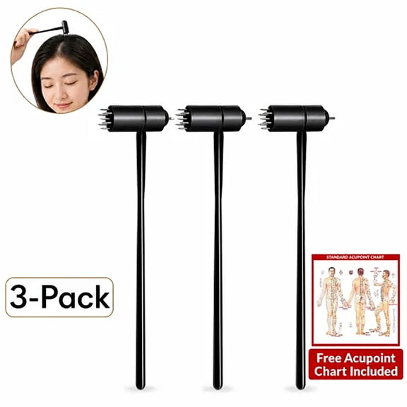 Zlinib 3/5/8PCS 7 Star Plum Blossom Hammer for Scalp, Compact Stainless Steel Dermal Needle Tapping Tool with Flexible Abs Handle for Home Care