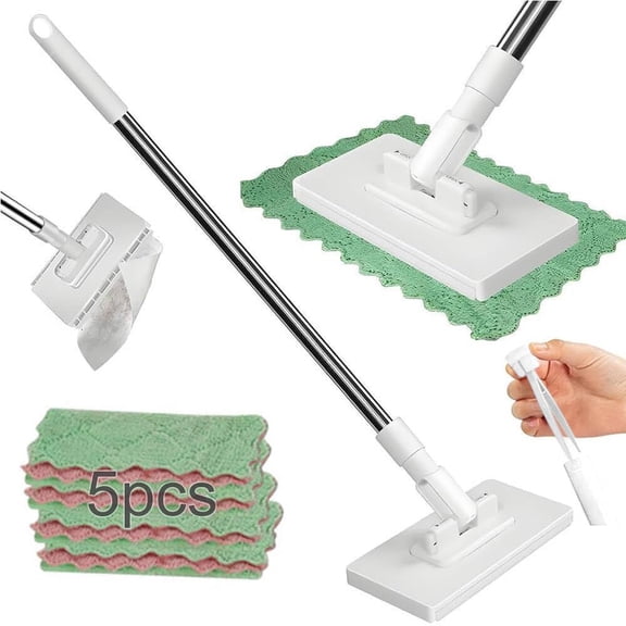 Zlinib Clamp Grip Mini Mop, Zero Touch Cloth Changing Mop with Automatic Push Pull Handle,360 Rotating Lazy Mops Wet Dry for Whole House Cleaning,Retractable Gap Dust Cleaner Flat Mops