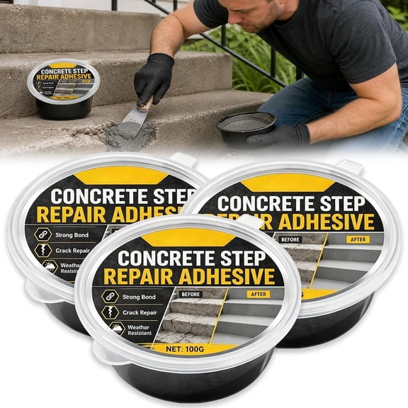 Zlinib Concrete Step Repair Adhesive, Concrete Repair Glue, Heavy Duty Bonding Adhesive, 10.5oz Construction Repair Solution for Steps, Cracks & Outdoor Surfaces