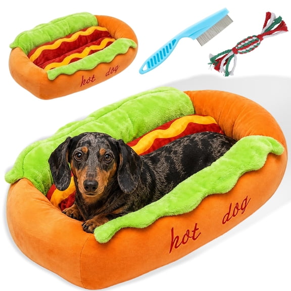 Zlinib Hot Dog Bed for Dachshund, 2027 New Funny Hot Dog Bed Novelty Washable Dachshund Dog Bed with Thick Fabric Cushion and Zipper for Living Room Office, Perfect Dog Owner Gift