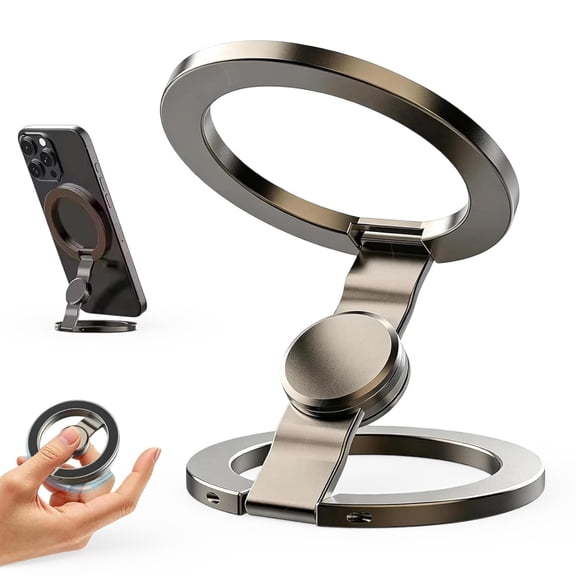 Zlinib Magnetic Phone Stand Fidget Spinner, 360° Flip, Aluminum | Fidget spinner phone stand: precision bearing, dual magnet rings, scratchproof, incl. metal ring