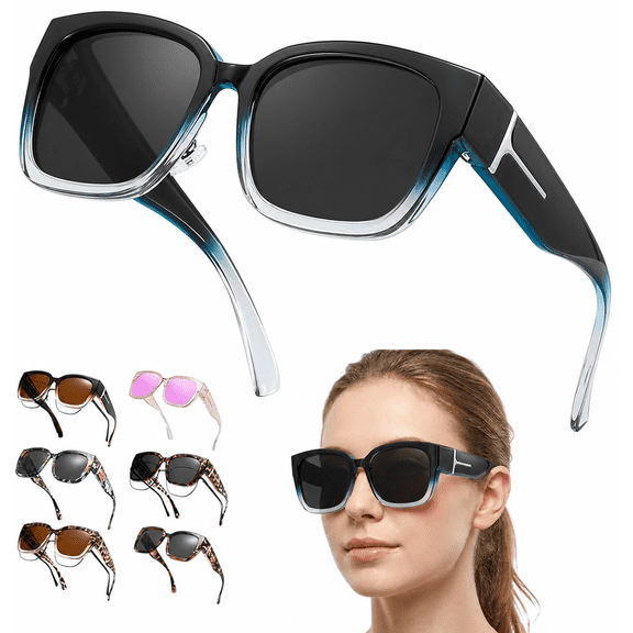 Zlinib Polarized Fit Over Sunglasses for Men Women, UV400 Protection Floral Frame Wear Over Prescription Glasses, Oversized Outdoor Eye Protection, Floral
