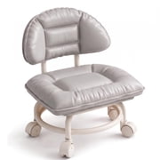 Zlinib Rolling Low Stool with Backrest, Cloud Comfort Swivel Stool Gray | Rolling Stool with 360  Silent Swivel Casters, Pedicure Seat, Cloud-Soft Cushion for Home, Office, Garage, Shop, Library