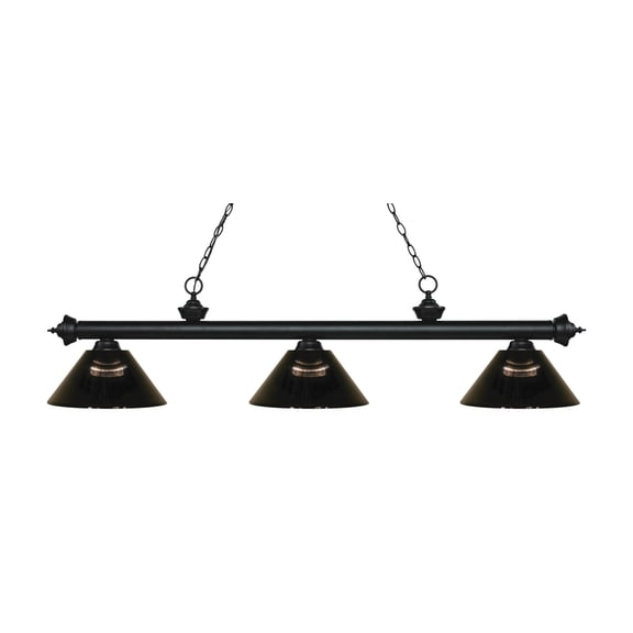 Zlite 200-3MB-ARS 3 Matte Black Billiard Light - Smoke