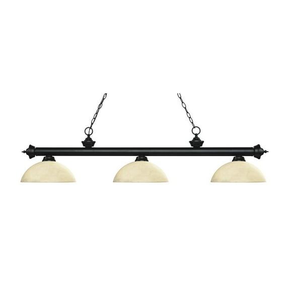 Zlite 200-3MB-DGM14 3 Matte Black Billiard Light - Dome Golden Mottle