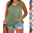 thumbnail image 1 of Zlittlea Casual Tank Tops for Women Curved V Neck Sleeveless Wide Strap Plain Curved Hem Plus Size Tops for Women Relaxed Fit Daily Lightweight Womens Tees, 1 of 9