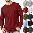 thumbnail image 1 of Zlsgbmv Classic Lightweight Long Sleeve Shirts for Men Soft Relaxed Daily Workout Tees Casual Stretchy Solid Undershirts with Pocket Regular Oversized Tops, 1 of 8
