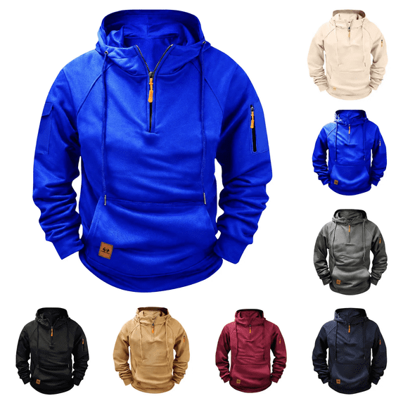 Zlsgbmv Mens Big and Tall Hoodies Basic Hooded Sweatshirts Classic Solid Pullover Casual Long Sleeve Regular Trendy Outdoor Tops