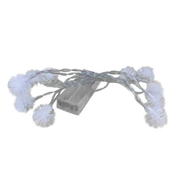 Zmeidao 1.5M Battery Operated 10 LED Furry Snowball String Lights Dandelion Christmas Fairy String Lights for Holiday, Wedding, Party Decoration