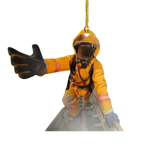 Zmeidao 2024 Personalized Firefighter Christmas Two-Sided Ornament, Acrylic Hanging Ornament Xmas Tree Decor Gift, Holiday Crafts Party Decoration, Firefighter Gifts for Men