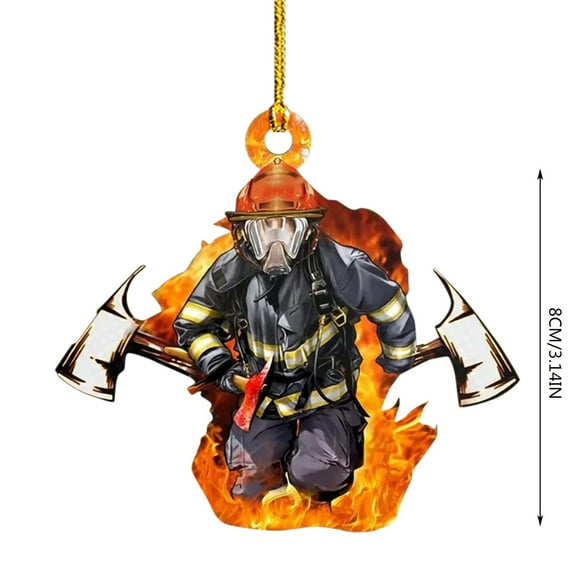Zmeidao 2024 Personalized Firefighter Christmas Two-Sided Ornament, Acrylic Hanging Ornament Xmas Tree Decor Gift, Holiday Crafts Party Decoration, Firefighter Gifts for Men