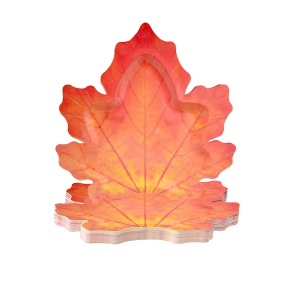 Zmeidao 25Pcs Thanksgiving Paper Plates Maple Leaf Shaped Disposable Plates Autumn Leaves Harvest Plates for Wedding Event Holiday Dinner Tableware Supplies Decor
