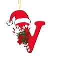 thumbnail image 1 of Zmeidao 26 Letter Christmas Tree Hanging Decoration, Christmas Letter Ornaments with Red Hat, Christmas Alphabet Letters DIY Craft Ornaments for Christmas Tree, V, 1 of 6