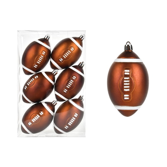 Zmeidao 6Pcs Christmas Sport Ball Ornaments with Hanging Loop, Basketball Rugby Tennis Christmas Tree Ornaments for Home Xmas Tree Party Decor