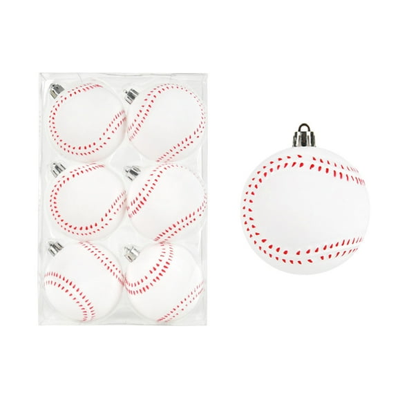 Zmeidao 6Pcs Christmas Sport Ball Ornaments with Hanging Loop, Basketball Rugby Tennis Christmas Tree Ornaments for Home Xmas Tree Party Decor