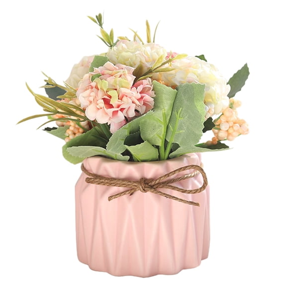 Zmeidao Artificial Hydrangea Bouquet with Small Vase Artificial Flower Decoration for Home Office Table Bedroom Living Room Party