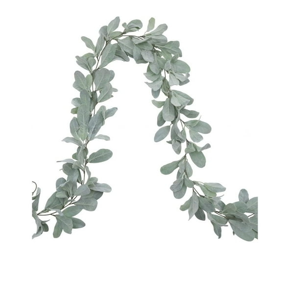 Zmeidao Artificial Lambs Ear Garland, Lambs Ear Greenery Vine, for Home Farmhouse Wedding Party Mantle Decor, 70.9in