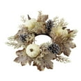 thumbnail image 1 of Zmeidao Artificial Pumpkin Maple Leaves Candle Rings Wreaths, Fall Candle Holders Small Candle Wreath Rings for Pillars Autumn Wedding Parties Centerpieces Fall Table Decor, 1 of 6