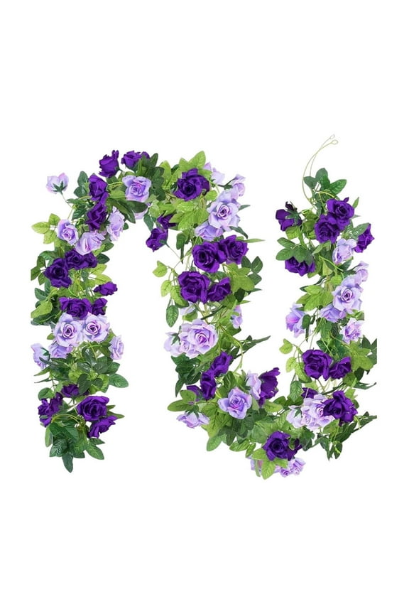 Artificial Rose Vine Fake Flower Garland Fake Rose Hanging Vine for Wedding Arch Decorations Room Birthday Party Home Garden Hotel Office Wall Decor