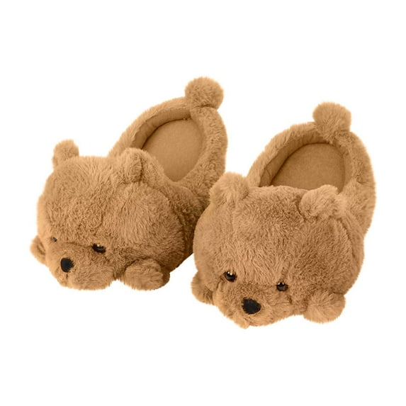 Zmeidao Bear Slippers, Cute Plush House Shoes Warm Cartoon Slippers Gifts for Birthday Christmas