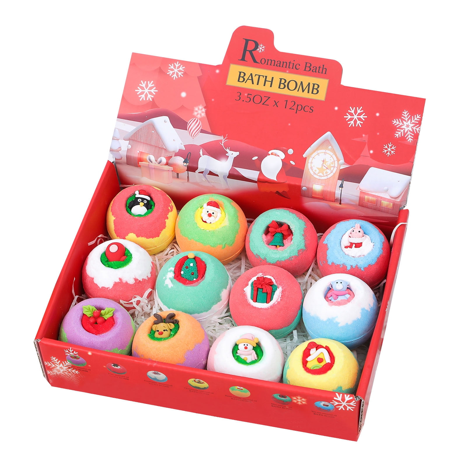 Zmeidao Christmas Bath Bombs Gift Set with 12 Pcs Inside Xmas Bubble