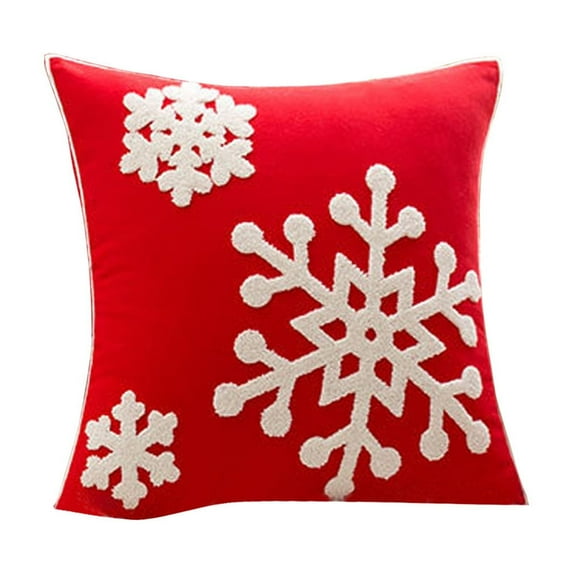 Zmeidao Christmas Decorative Snowflake Throw Pillow Covers Embroidery Cushion Cases Holiday Decor Soft Pillowcases for Couch Sofa Bedroom Car, 17.71x17.71in