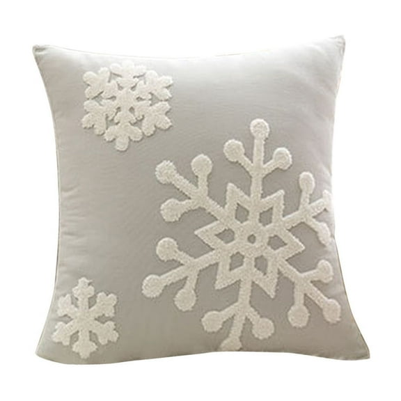 Zmeidao Christmas Decorative Snowflake Throw Pillow Covers Embroidery Cushion Cases Holiday Decor Soft Pillowcases for Couch Sofa Bedroom Car, 17.71x17.71in
