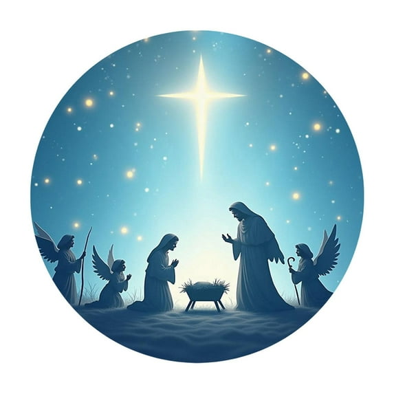 Zmeidao Christmas Nativity Wall Hanging Decoration, Round Religious Christmas Ornaments Christian Home Gift for Living Room Bedroom Nativity Hanging Plaque 7.87in