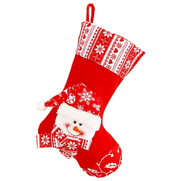 Zmeidao Christmas Stocking, Xmas Stockings with Santa Snowman Reindeer for Stairs Fireplace Hanging Xmas Home Decor