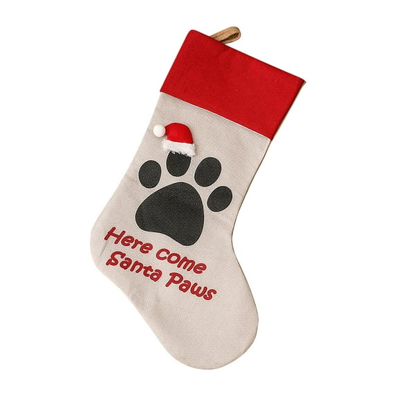 Zmeidao Christmas Stockings Dog Paw Stocking Fireplace Hanging Ornaments, Candy Gift Bag for Xmas Party Decorations