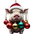 thumbnail image 1 of Zmeidao Christmas Tree Ornaments Decor Hat Pig Cute Cartoon Pig Car Pendant Home Tree Decoration Xmas Animals Craft Window Car Pendant Home Hanging Ornaments, 1 of 4
