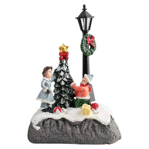 Zmeidao Christmas Village House, Xmas Scene Figurines Decoration, LED Lighted Christmas Village Houses, Resin Christmas House Indoor Decorations for Christmas Holiday Decor