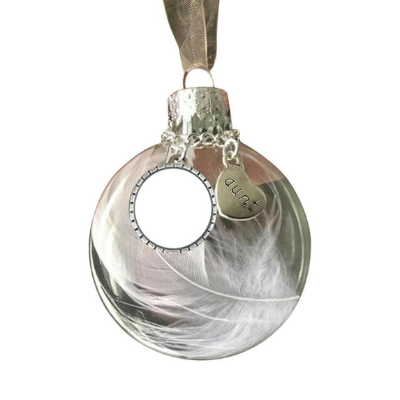 Zmeidao Clear Christmas Memorial Ornament Feather Ball, Christmas Tree Remembrance Hanging Pendant Memorial Gifts, Memory Sympathy Gift