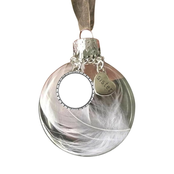 Zmeidao Clear Christmas Memorial Ornament Feather Ball, Christmas Tree Remembrance Hanging Pendant Memorial Gifts, Memory Sympathy Gift