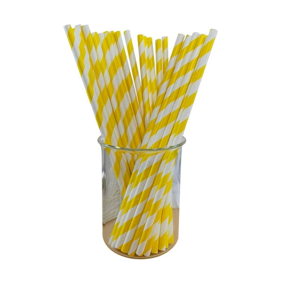 Zmeidao 100Pcs Strip Paper Straws, Disposable Drinking Straws for Coffee, Milk, Juice, Cocktial, Party Supplies
