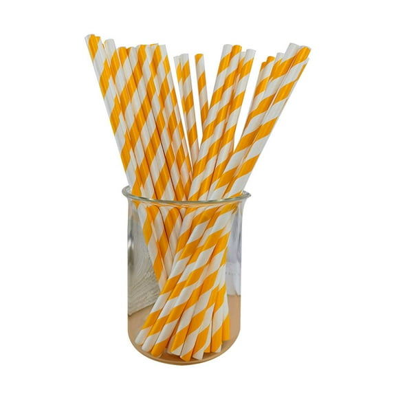 Zmeidao 100Pcs Strip Paper Straws, Disposable Drinking Straws for Coffee, Milk, Juice, Cocktial, Party Supplies