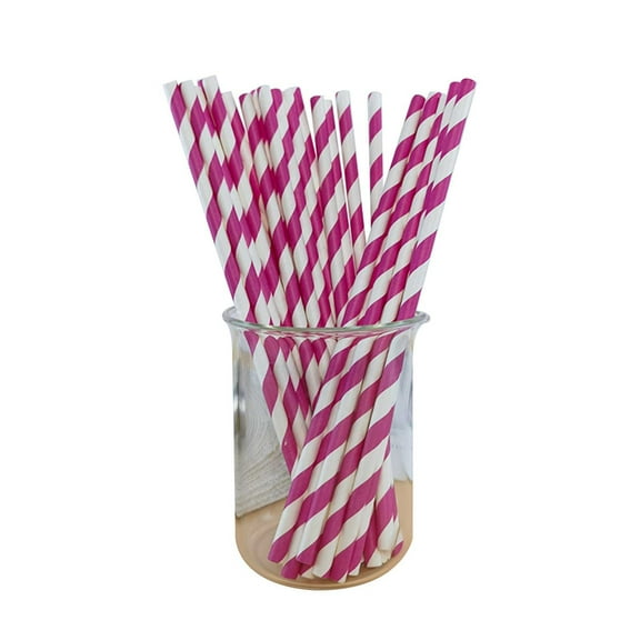 Zmeidao 100Pcs Strip Paper Straws, Disposable Drinking Straws for Coffee, Milk, Juice, Cocktial, Party Supplies
