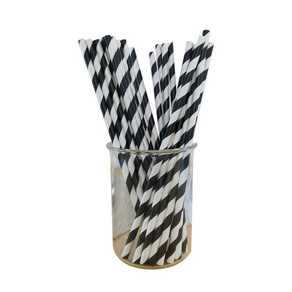 Zmeidao 100Pcs Strip Paper Straws, Disposable Drinking Straws for Coffee, Milk, Juice, Cocktial, Party Supplies