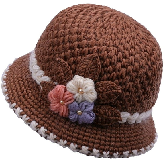 Zmeidao 2023 Winter Women's Flowers Knitted Woolen Hat Ear Protection Wool Hat For The Elderly Knitted Hat
